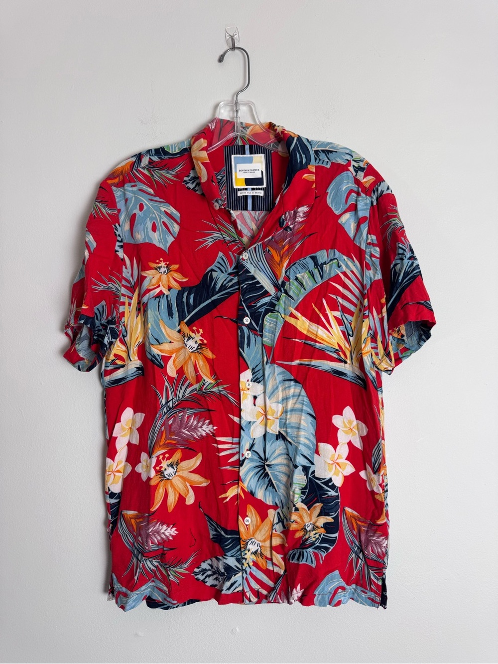 Denim & Flower red hawaiian shirt M